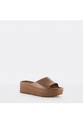LEMON JELLY Fiorella 04 Vegan metallic brown slides Καφέ πλατφόρμες