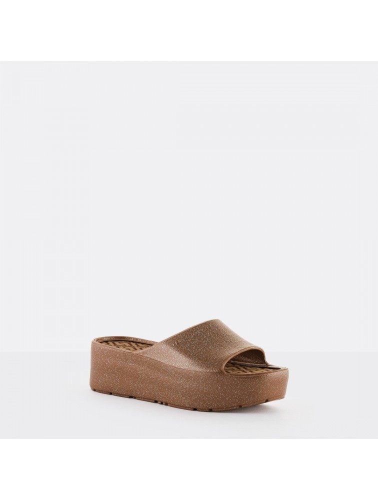 LEMON JELLY Fiorella 04 Vegan metallic brown slides Καφέ πλατφόρμες