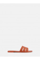 LEMON JELLY Zaya Rust Orange Flat Vegan Slippers Πορτοκαλί Παντόφλες με Πλέξη