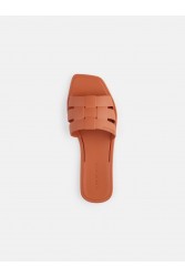LEMON JELLY Zaya Rust Orange Flat Vegan Slippers Πορτοκαλί Παντόφλες με Πλέξη