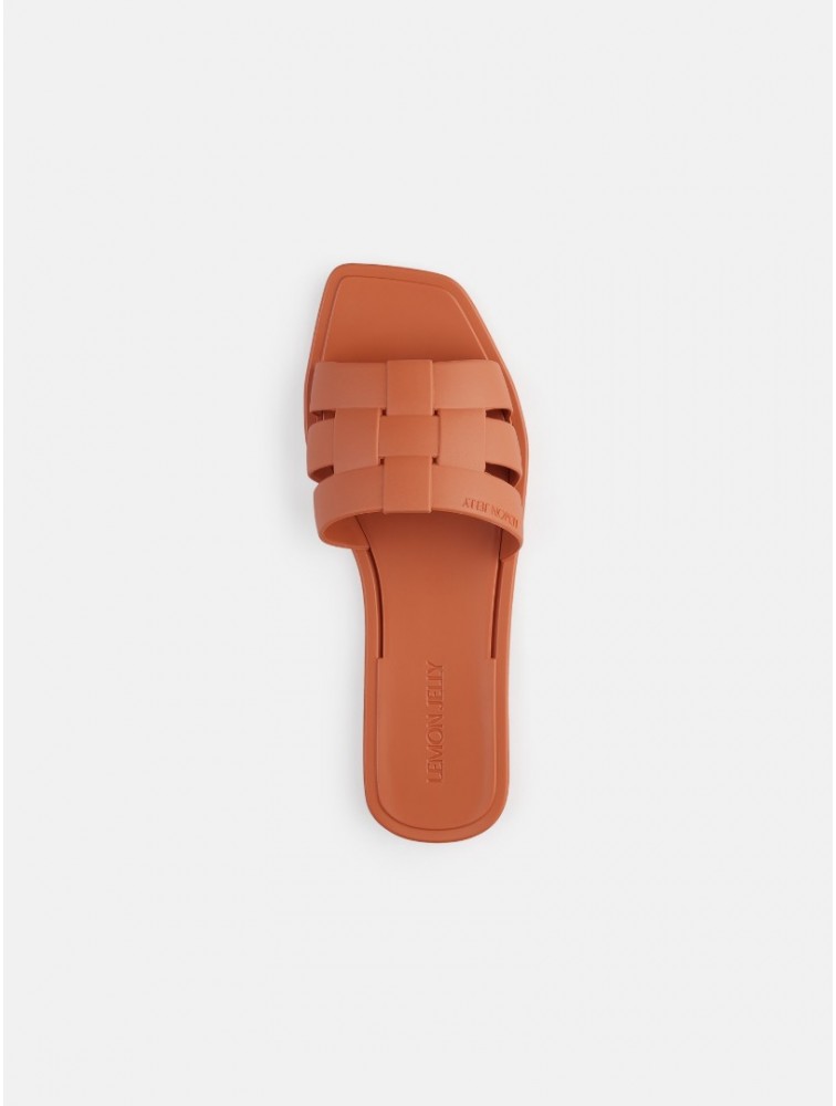 LEMON JELLY Zaya Rust Orange Flat Vegan Slippers Πορτοκαλί Παντόφλες με Πλέξη