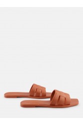 LEMON JELLY Zaya Rust Orange Flat Vegan Slippers Πορτοκαλί Παντόφλες με Πλέξη