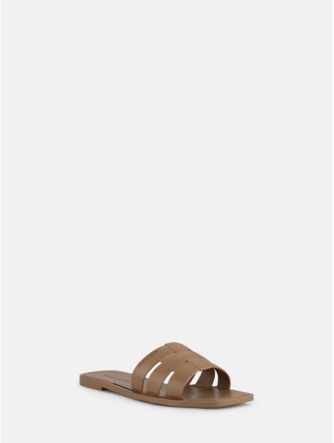 LEMON JELLY Zaya Toasted Nut Flat Vegan Slippers Μπεζ Παντόφλες με Πλέξη