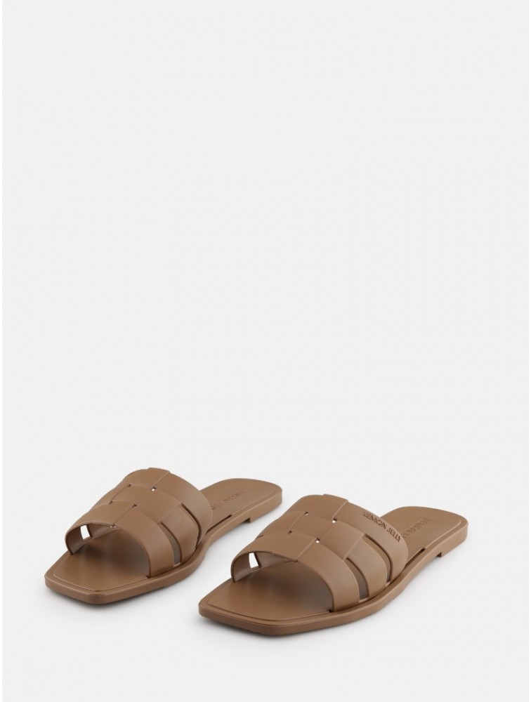 LEMON JELLY Zaya Toasted Nut Flat Vegan Slippers Μπεζ Παντόφλες με Πλέξη