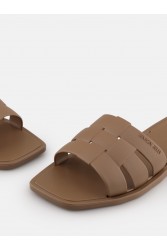 LEMON JELLY Zaya Toasted Nut Flat Vegan Slippers Μπεζ Παντόφλες με Πλέξη