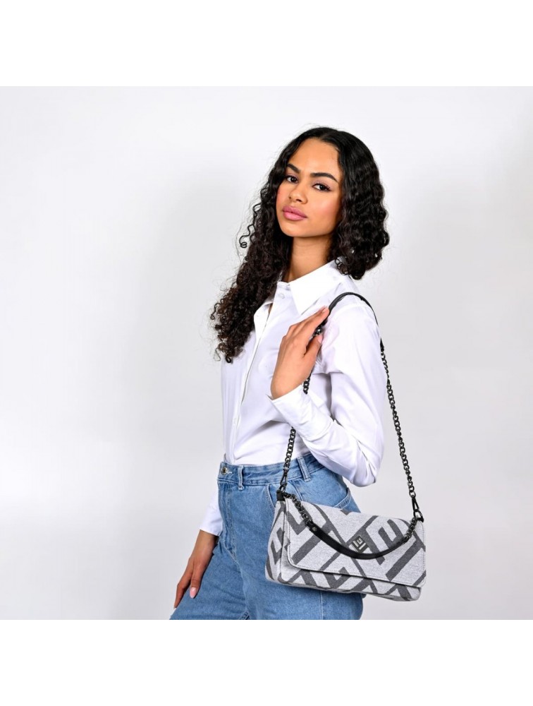 LOVELY HANDMADE Adele Rinella Bag Grey Γκρι γυναικεία τσάντα ώμου