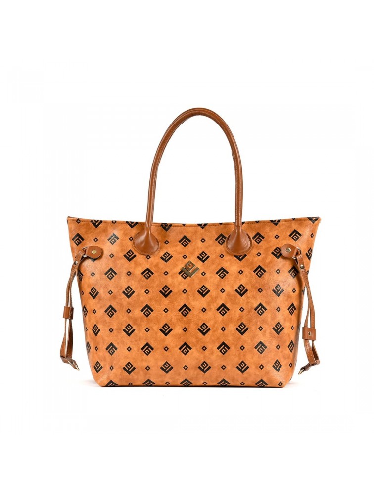 LOVELY HANDMADE Annette Large Signature Bag Καφέ γυναικεία τσάντα