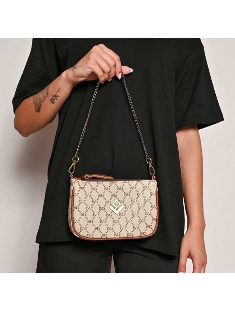 LOVELY HANDMADE Caldera Small Mosaic Bag Beige Μπεζ γυναικεία τσάντα ώμου