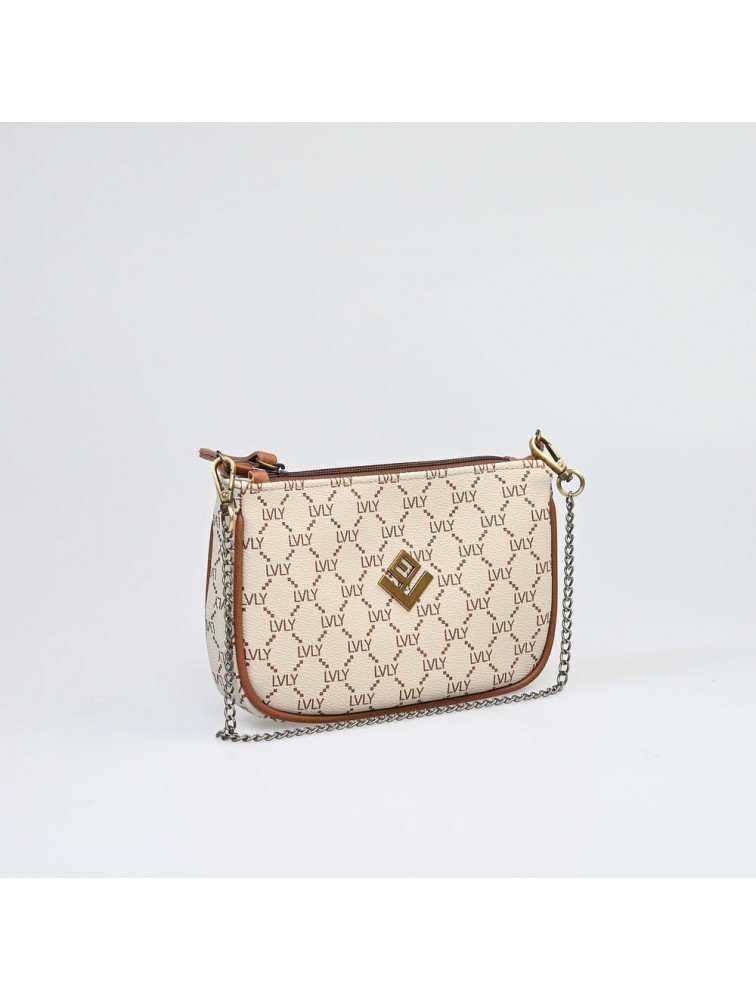 LOVELY HANDMADE Caldera Small Mosaic Bag Beige Μπεζ γυναικεία τσάντα ώμου