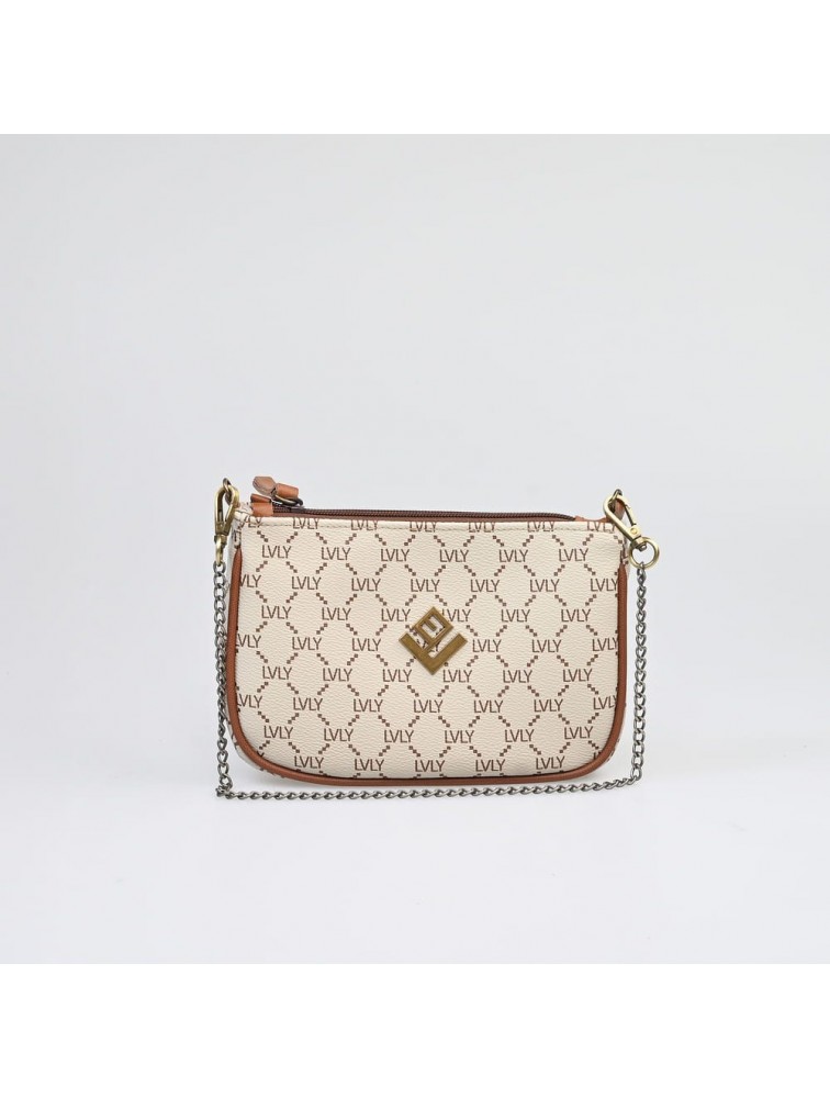 LOVELY HANDMADE Caldera Small Mosaic Bag Beige Μπεζ γυναικεία τσάντα ώμου
