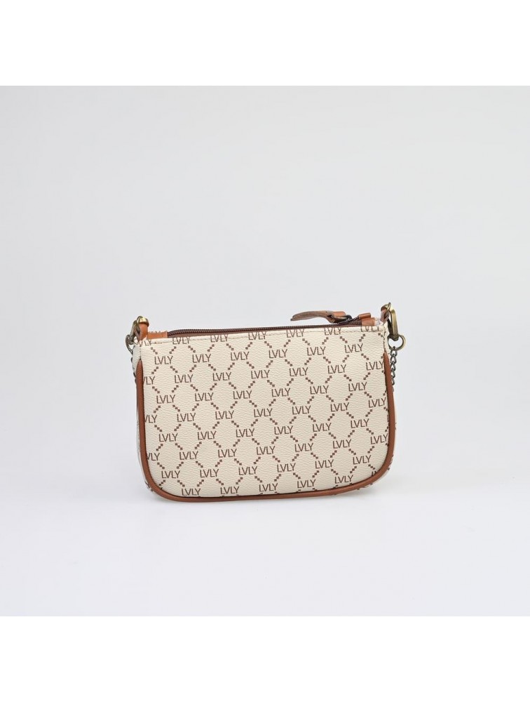 LOVELY HANDMADE Caldera Small Mosaic Bag Beige Μπεζ γυναικεία τσάντα ώμου