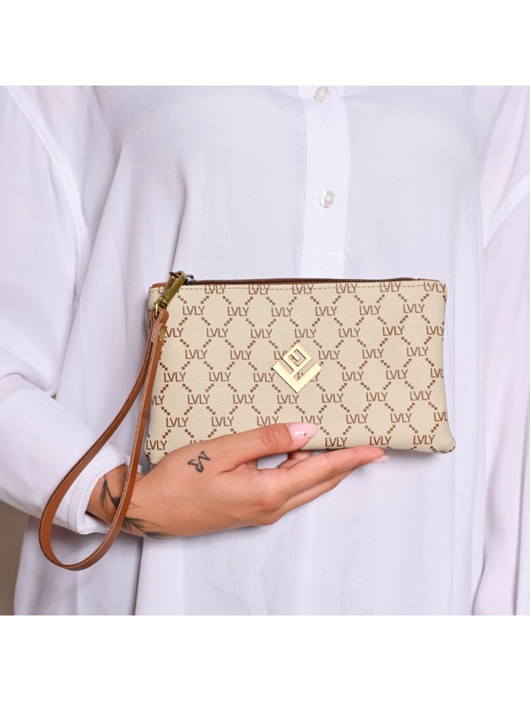 LOVELY HANDMADE Purse Mosaic Beige Γυναικείο πορτοφόλι Μπεζ