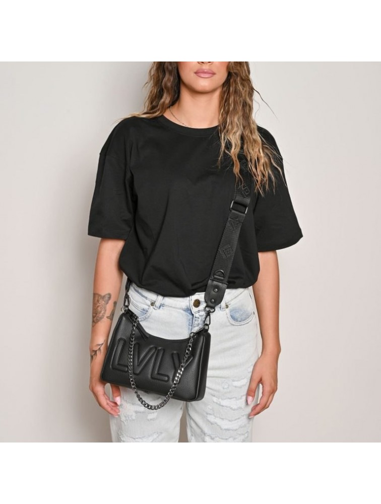 LOVELY HANDMADE Regina Adora Bag Black Μαύρη γυναικεία τσάντα ώμου