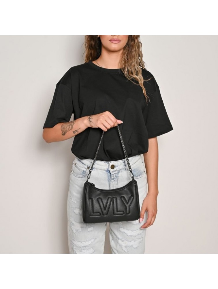 LOVELY HANDMADE Regina Adora Bag Black Μαύρη γυναικεία τσάντα ώμου