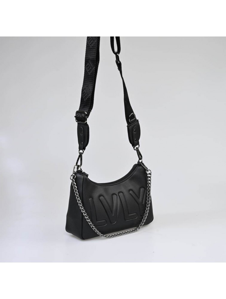 LOVELY HANDMADE Regina Adora Bag Black Μαύρη γυναικεία τσάντα ώμου