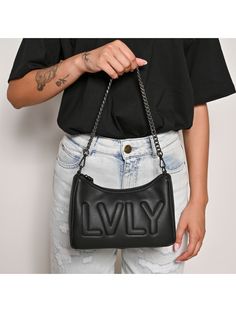 LOVELY HANDMADE Regina Adora Bag Black Μαύρη γυναικεία τσάντα ώμου