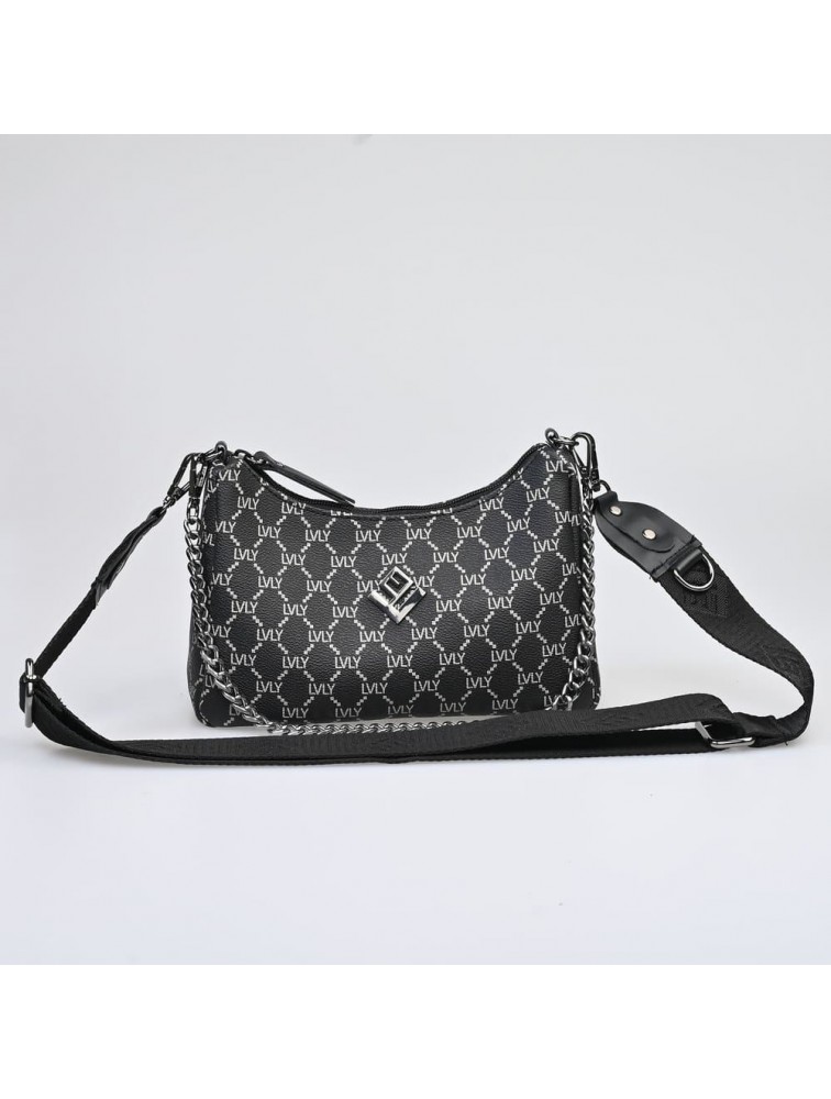 LOVELY HANDMADE Regina Mosaic Bag Black Μαύρη Γυναικεία Τσάντα Ώμου