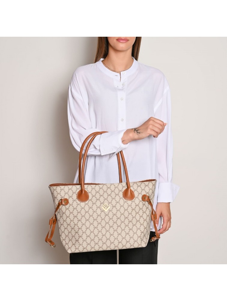 LOVELY HANDMADE Annette Classic Mosaic Bag Beige Μπεζ Γυναικεία Τσάντα Ώμου