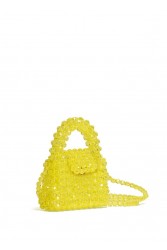 LUNEA BAGS Blossom Viola Mini Κίτρινη Γυναικεία Τσάντα Με Χάντρες