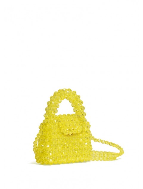 LUNEA BAGS Blossom Viola Mini Κίτρινη Γυναικεία Τσάντα Με Χάντρες