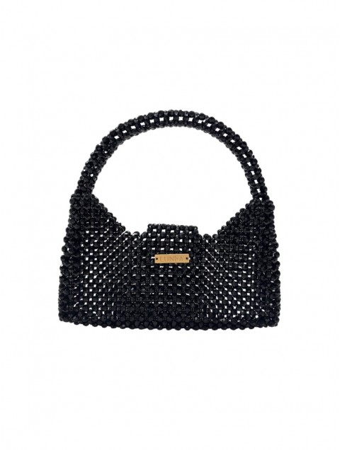 LUNEA BAGS Pinwheel Black Μαυρη Γυναικεία Τσάντα Με Χάντρες