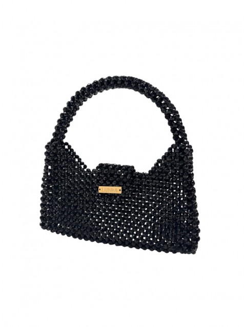 LUNEA BAGS Pinwheel Black Μαυρη Γυναικεία Τσάντα Με Χάντρες