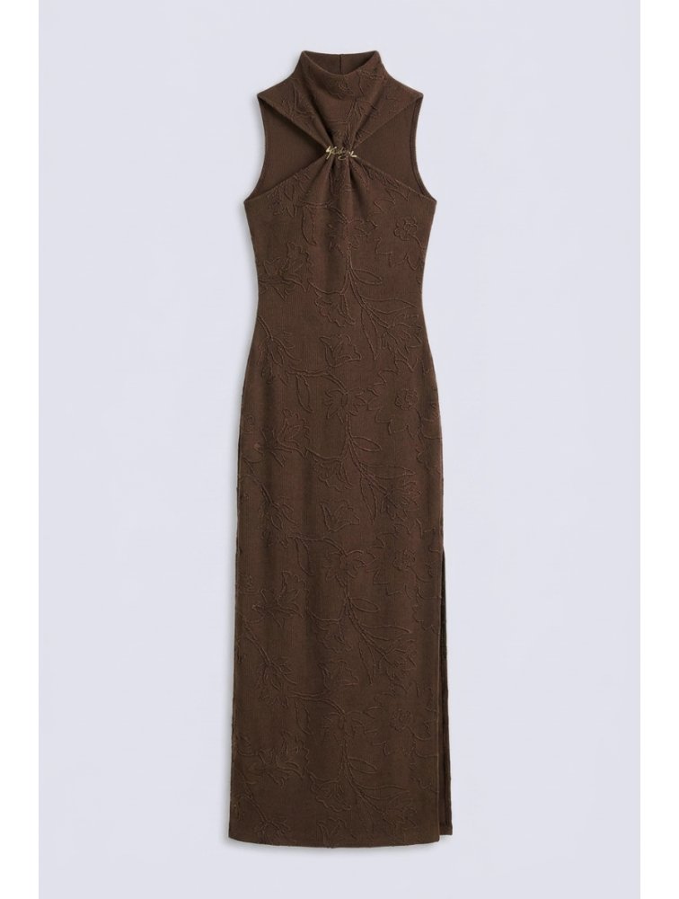 MALLORY THE LABEL Dark Camellia Brown Dress Καφέ Φόρεμα