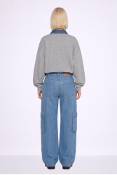 MALLORY THE LABEL Fog Grey Polo Hoodie Γκρι Χούντι