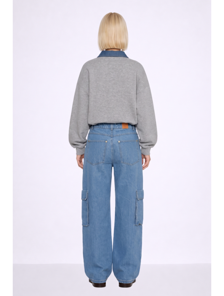 MALLORY THE LABEL Fog Grey Polo Hoodie Γκρι Χούντι