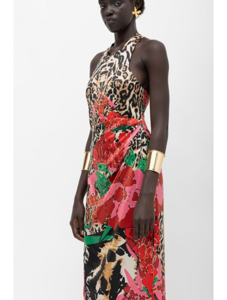 MALLORY THE LABEL Naisha Tiger Print Bloom Dress Τιγρέ Φόρεμα