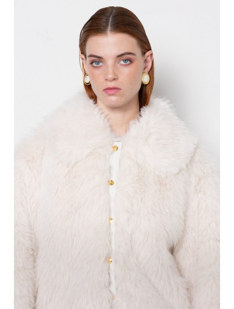 MALLORY THE LABEL Orellia Offwhite Faux Fur Εκρού Γούνα