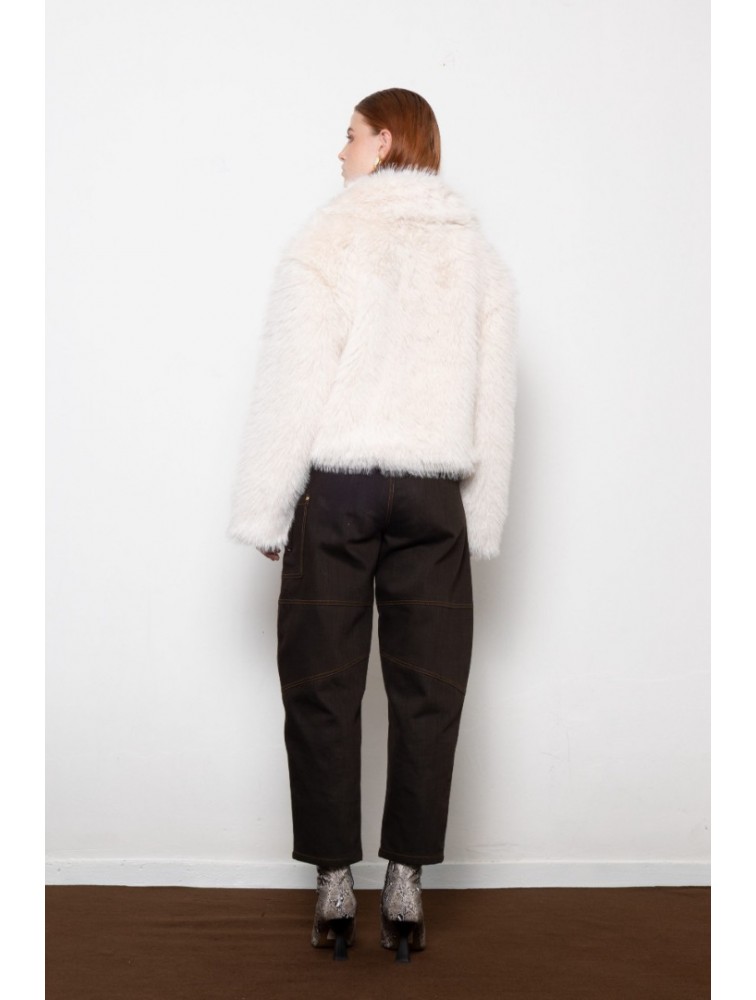 MALLORY THE LABEL Orellia Offwhite Faux Fur Εκρού Γούνα