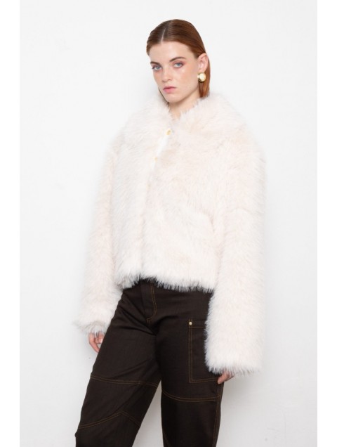 MALLORY THE LABEL Orellia Offwhite Faux Fur Εκρού Γούνα