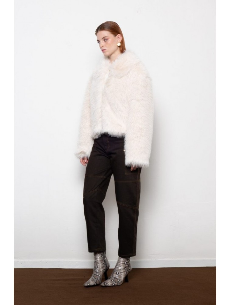 MALLORY THE LABEL Orellia Offwhite Faux Fur Εκρού Γούνα