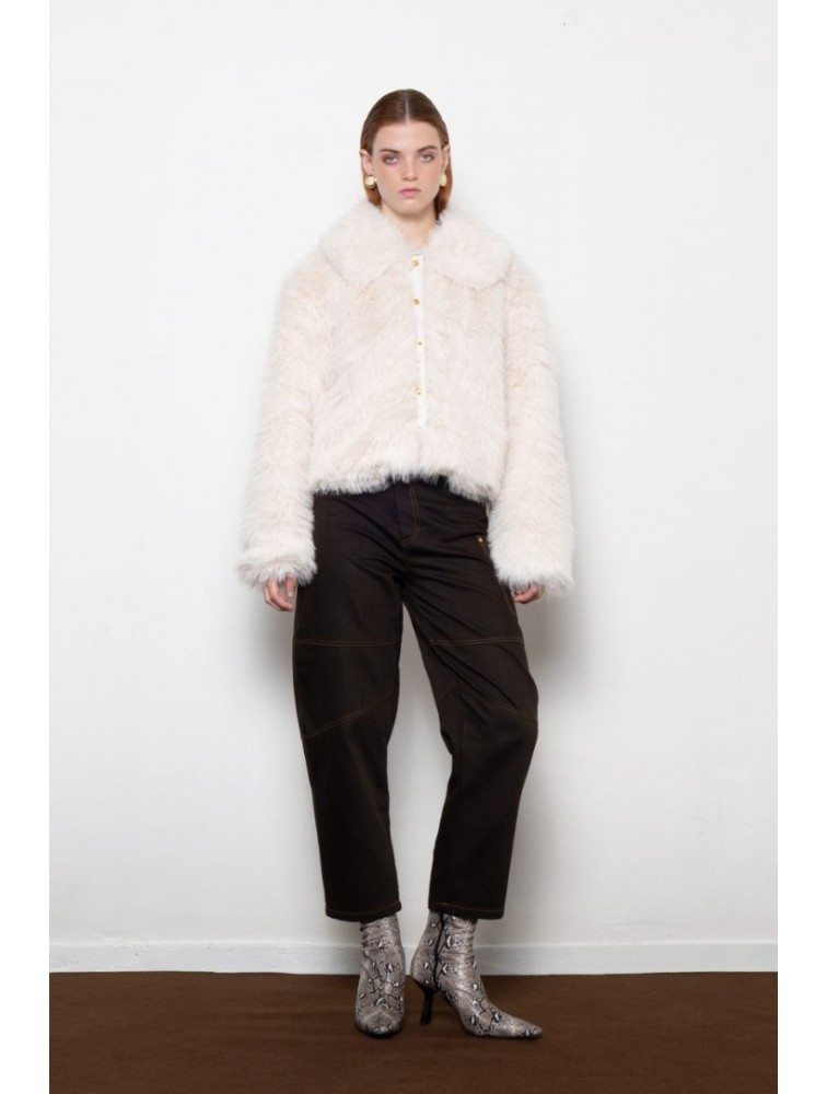 MALLORY THE LABEL Orellia Offwhite Faux Fur Εκρού Γούνα