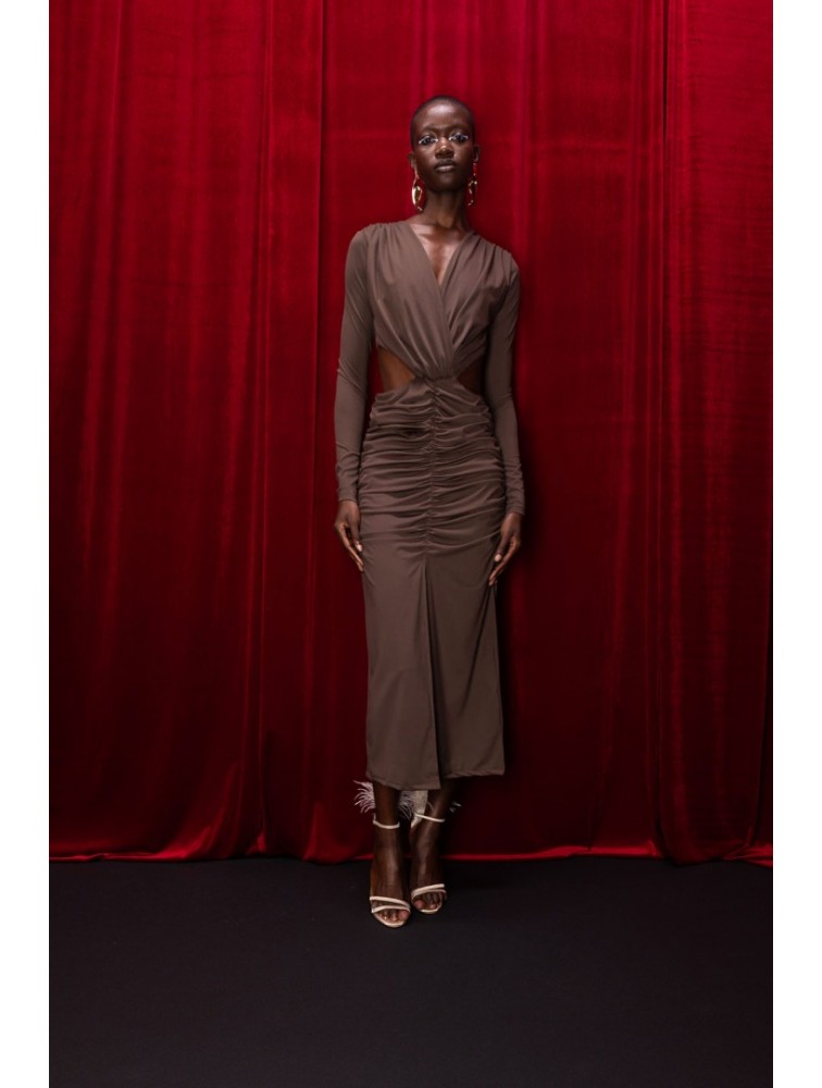 MALLORY THE LABEL Utopia Brown Dress Καφέ Φόρεμα