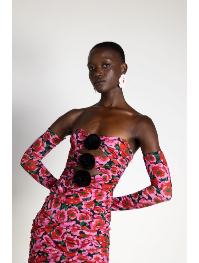 MALLORY THE LABEL Euphoria Pink Floral Dress Ροζ Φόρεμα