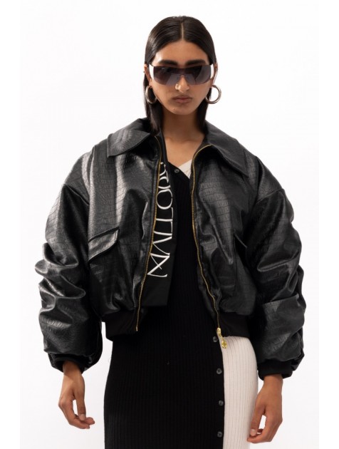 MALLORY THE LABEL Wild Fox Black Jacket Μαύρο μπουφάν 