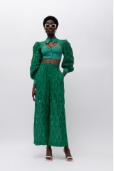 MALLORY THE LABEL Simon Green Crop Top Πράσινο Τοπ με γιακά