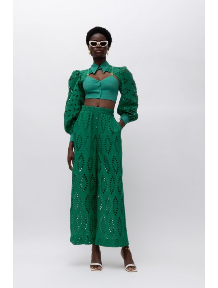 MALLORY THE LABEL Simon Green Crop Top Πράσινο Τοπ με γιακά