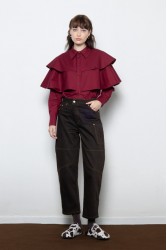 MALLORY THE LABEL Barrel Racer Brown Denim Καφέ Τζιν Παντελόνι