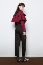 MALLORY THE LABEL Barrel Racer Brown Denim Καφέ Τζιν Παντελόνι