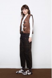 MALLORY THE LABEL Barrel Racer Brown Denim Καφέ Τζιν Παντελόνι