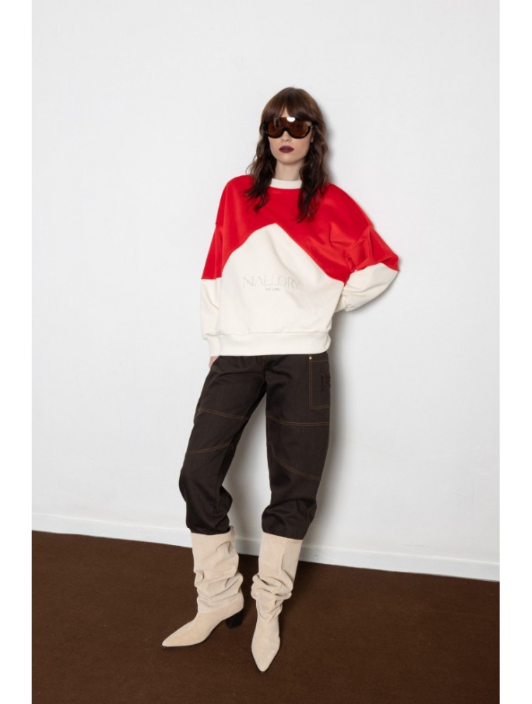 MALLORY THE LABEL Barrel Racer Brown Denim Καφέ Τζιν Παντελόνι