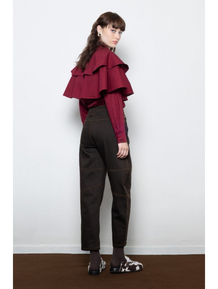 MALLORY THE LABEL Ellis Shirt Βουργουνδί Πουκάμισο