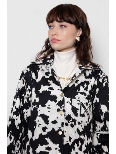 MALLORY THE LABEL Georgia Cow Shirt Τζιν Πουκάμισο