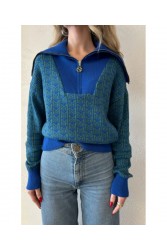 MALLORY THE LABEL Manga Blue Sweater Μπλε Πράσινο Φούτερ
