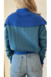 MALLORY THE LABEL Manga Blue Sweater Μπλε Πράσινο Φούτερ