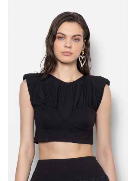 MALLORY THE LABEL Loretta Top Μαύρο Τοπ 