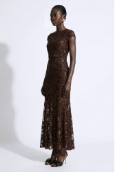 MALLORY THE LABEL Azura Brown Sequin Dress